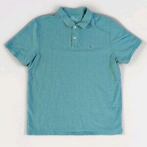 Vineyard Vines Polo Shirt Medium Blue / Teal Striped  Casual Short Sleeve